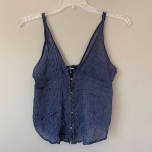 Lulu's Button Up Blue Tank Top